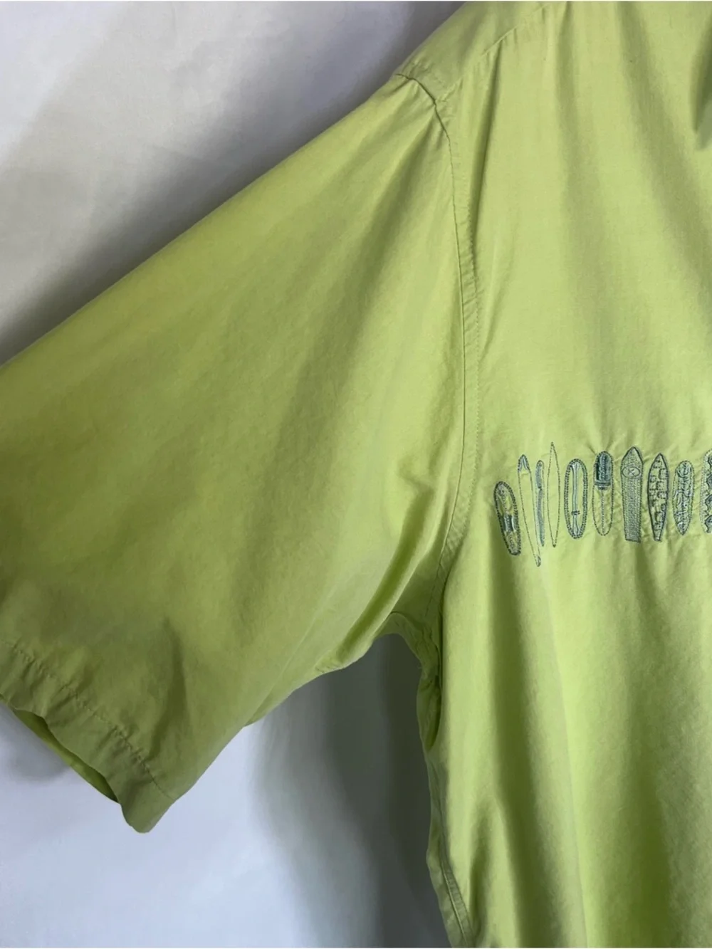 Reyn Spooner Men’s Vintage Embroidered Surfboard Hawaiian Shirt Lime Green XL - Picture 6 of 8